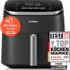 Cosori Turboblaze Airfryer Heißluftfritteuse. 9-in-1 Air Fryer XXL 6L. leiser DC Motor mit 5 Geschwindigkeitsstufen. Grillen. Backen. Gären. Dehydrieren. Tiefkühlen. 87 Rezepte. 64% energiesparend
